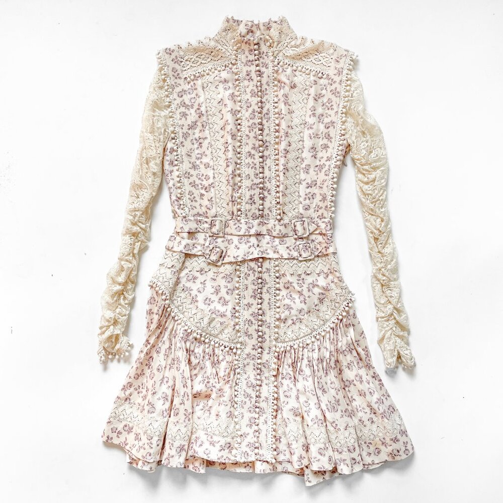 Zimmermann Sabotage Shirt Dress Floral Silk Mini Dress Size AU 1 US 6 NEW - Picture 4 of 14